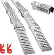 LIEKUMM Tri-fold Car Ramps, 440kg Load Capacity for Motorbikes, ATVs, Mobility Scooters, Dirt Bikes, Lawn Mowers & Garden Tractors–Set of 2