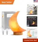 Authentic Himalayan Salt Lamp - Hand-Carved Pink Moon Crystal with Dimmable Cord