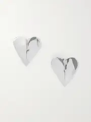 [Alaïa] Alaïa - Torn Heart Oversized Silver-tone Earrings - One size One size Silver