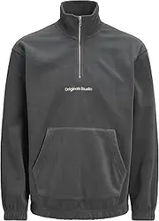 [JACK & JONES] Men's Jorvesterbro Fleece Quarter Zip Noos Sweatshirt