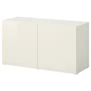 BESTÅ shelf unit with doors, white/Selsviken high-gloss/white, 120x42x64 cm
