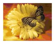 Yellow Gerbera Daisy w/ Butterfly Counted Cross-Stitch Pattern Chart