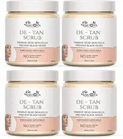 De-Tan Face Scrub,Tan Removal Face Scrub for Glowing Skin Scrub All Skin Types Scrub 100 Pack Of 4 Jar 400 gm