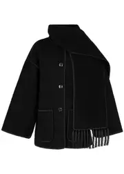 Totême Scarf-effect Wool-blend Jacket - Black - 42 (UK14 / L) 42 (UK14 / L)
