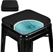 SINOSSO Velvet Magnetic Metal Stool Cushions Set of 2, Luxury Comfortable Kitchen Cafe Stackable Bar Stool Seat Pads (Square, Black, 2)