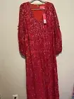 LILLY PULITZER SIZE 8 CLEME MAXI DRESS *SECRET HIDEAWAY* AMARYLLIS RED Sparkly
