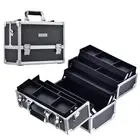 FRENESSA Makeup Train Case Large Cosmetic Box 6 Tier Trays with Black