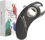 Kitchen Mama Epic One Multifunction Opener: A Pick Ergonomic Opener- Magnetic Bottle Opener, Beer & Soda Can Opener, Pull Tab Opener, Jar Opener for Weak Hands and Arthritis, Funny Gift (Metal Gray)