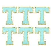 Chenille Letter Patches 2.2" Letter t Embroidered Patch (Blue, Pack of 6)