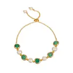I.DEAR飾品-網紅氣質款巴洛克天然珍珠綠水晶串珠手鍊(綠色)
