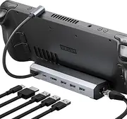 JSAUX Docking Station for Steam Deck OLED 2023/ROG Ally/Legion Go, 6-in-1 With HDMI 2.0 4K@60Hz, Gigabit Ethernet, 3 USB-A 3.0 and 100W USB-C Port - HB0603