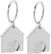 Garneck 2pcs Stylish Metal Shopping Cart Token Keychain Portable House Shaped Keyring for Supermarkets Easy to Use Trolley Release Key Convenient Shopping Accessory