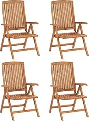 Garden Chair Reclining Garden Chairs 4 pcs Solid Teak Wood Patio Seating