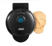 Dash Skull Mini Waffle Maker non stick 4" cooking surface Black - NEW!