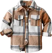 [Generic] Jackets Coats with Pockets Size 14 16 Lapel Plaid Brushed Single Breasted Long Sleeve Cardigan Lapel Jacket Girls Coats Size Small