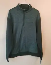Pro Tour Men's Dark Green Long Sleeve Quarter Zip Pullover Pockets Large NWT