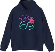 [X.Style] Hello Kiss Funny Purple Birthday Women Gift Hoodie for Adults Hooded Neck Long Sleeve Pullover Navy XL