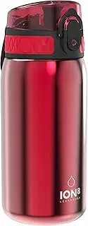 [Ion8] Kids Water Bottle, Steel 400 ml/13 oz, Leak Proof, Easy to Open, Secure Lock, Dishwasher Safe, Flip Cover, Carry Handle, Easy Clean, Durable, Metal Water Bottle, Carbon Neutral