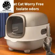 Closed Cat Litter Box, Splash Proof, Odor Control, Foldable, Gray Design