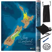 Scratch Off Map of New Zealand. Designer Poster