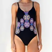 Seafolly Black Sun Temple DD Cup Maillot One-Piece Swimsuit Size 12 US L55425