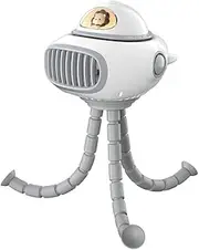Cartoon rocking octopus baby stroller fan, portable outdoor silent mini music fan for home use, USB charging, built-in 3600mAh battery (white)
