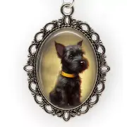 Scottie Scottish Terrier Puppy Dog Glass Top Oval Pendant Necklace Photo Jewelry
