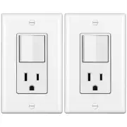 2 Pack Ten Combination Wall Light Switch And Decor Outlet Single Pole Rocker S