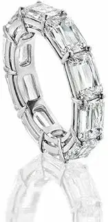 [HEARTS AND YOU] 1ct Emerald Cut Moissanite Eternity Wedding Ring Band White Gold Plated Stylish