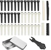 Guitar Bridge Pins,Acoustic Guitar Plastic Bridge Pins Pegs,Acoustic Guitar Bridge Pins Pegs,Acoustic Guitar Bridge Pins String Pegs Guitar Pegs Guitar String Winder and Cutter for Guitar Parts