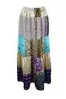 Womens Maxi Skirt Boho Hippy Gypsy Floral Patchwork Recycle Silk Skirts S/M