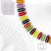 100pcs Fan-shaped Nail Swatch Sticks with No. 1-100 Stickers, Clear Nail Color Swatches Display for Gel Polish, Nail Sample Practice Sticks, Acrylic False Nail Tips Nail Art Tools for Manicure