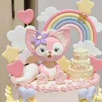 在飛比找ETMall東森購物網優惠-貝兒軟陶蛋糕擺件 川沙妲己粉色可愛小狐貍蛋糕裝飾插牌 卡通蛋