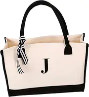 [CATIEBYE] Elegant Canvas Pouch Wind Letter Tote Bag Large Beach Bags for Women Leisure Canvas Bag