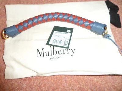 Mulberry Iris Small Woven Leather Bag Handle RRP £125 Pale Navy & Rust BNWT