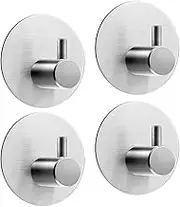 Aikzik 4 Pack of Self Adhesive Max 8kg Round Rail Tea Holders, Hat Towel Robe Coat Stainless Steel Door Command Hooks Hanger