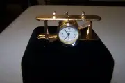 Bay-Berk Genuine Beautiful Gold Plated Mini Desk Airplane Clock NEW in Gift Box