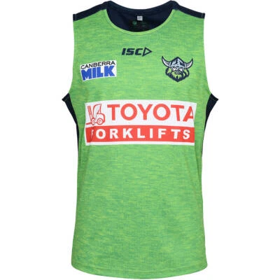 Canberra Raiders Training Singlet Sizes Small - 3XL Green-Navy NRL ISC 23