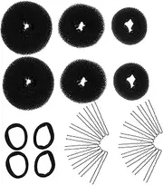 LRXIYODE 2Sets Hair Donut Bun Makers with Hair Elastics U Shaped Hairpins for Elegant Chignons Ballet Buns and Quick Hairstyles Total