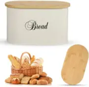 SOQ Kitchen Bread Bin with Bamboo Chopping Board Lid (CREAM)