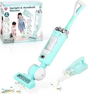 PLAY 2-in-1 Children's Vacuum Cleaner Set, Electric Vacuum Cleaner Toy with EVA Granules, Suction and Sound Function, Vacuum Cleaner Cleaning Set for Children, Boys and Girls from 3 Years (Green)