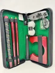 New Indoor Executive Golf Putter Set Travel Kit in Carry Case Wooden Cup 2 Balls