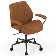 Giantex Swivel Computer Chair Office Desk Chair w/Suede Fabric Height Adjustable Executive Chair Brown