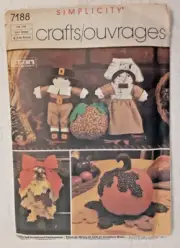 Vintage Simplicity Pattern 7188 Thanksgiving Centerpiece Pilgrim Doll Sewing (H)