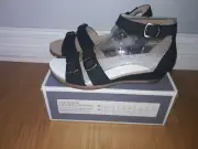 Dansko Astrid Open Toe Black Milled Nubuck Leather Wedge Sandal Size 41 or 42