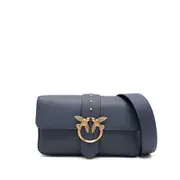 [Pinko] Pinko Love Birds Leather Satchel ONE SIZE BLUE