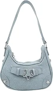 [ANKOMINA] Vintage Star PU Leather Handbag for Women Fashion Y2K Hobo Crossbody Shoulder Underarm Bag Clutch Wallet Purse