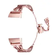 21x7x2cm Stainless Steel Smart Watch Band Straps Replacement for Fitbit Charge 3 ROSE PINK COLOR