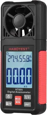 HT605 LCD Digital Anemometer Thermometer Handheld Wind Speed Meter Temperature &