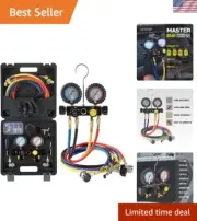 AC Manifold Gauge Set Aluminum & Brass 5FT Hoses R134A R410A HVAC Diagnostic